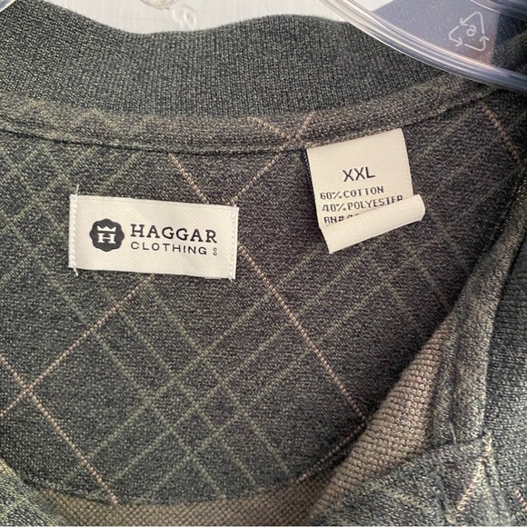 HAGGAR Long Sleeve Gray & Black Knit Collar Button Shirt Size XXL - Picture 6 of 8